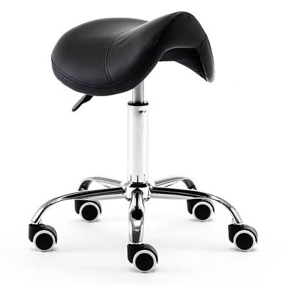 Ergonomic Hydraulic Saddle Stool with Casters, Black