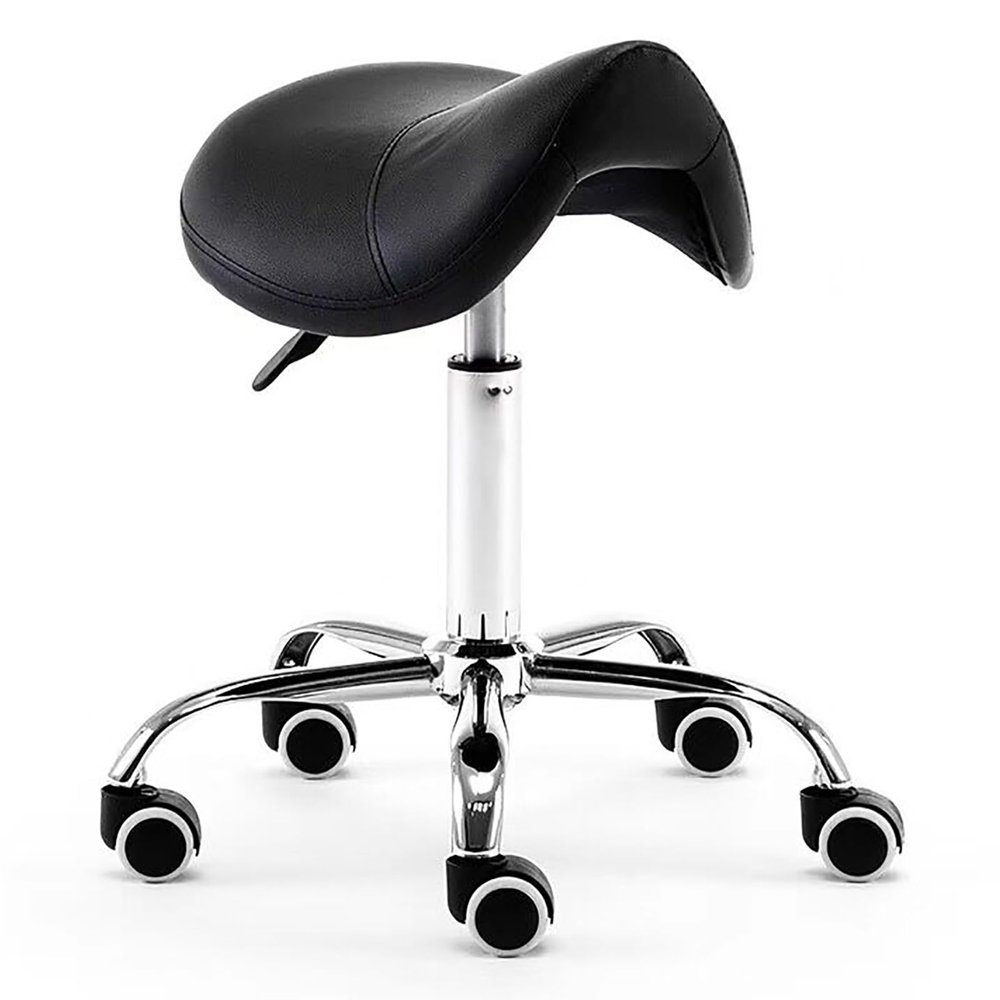 Ergonomic Hydraulic Saddle Stool with Casters, Black