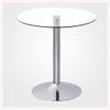Modern Round Glass Dining Table, 80 cm, Bistro Table for 2–4 People, Chrome Base, Clear Tabletop view 1