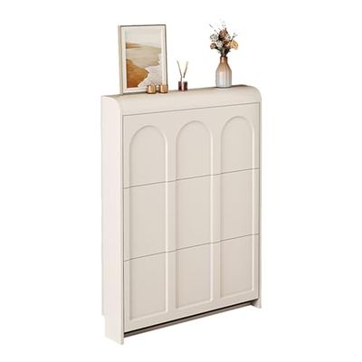 Vertical Shoe Cabinet, Space-Saving Shoe Storage for Entryways, Corner Storage Solution for Small Spaces, Ideal for Living Rooms and Bedrooms (112 x 70 x 24 cm)