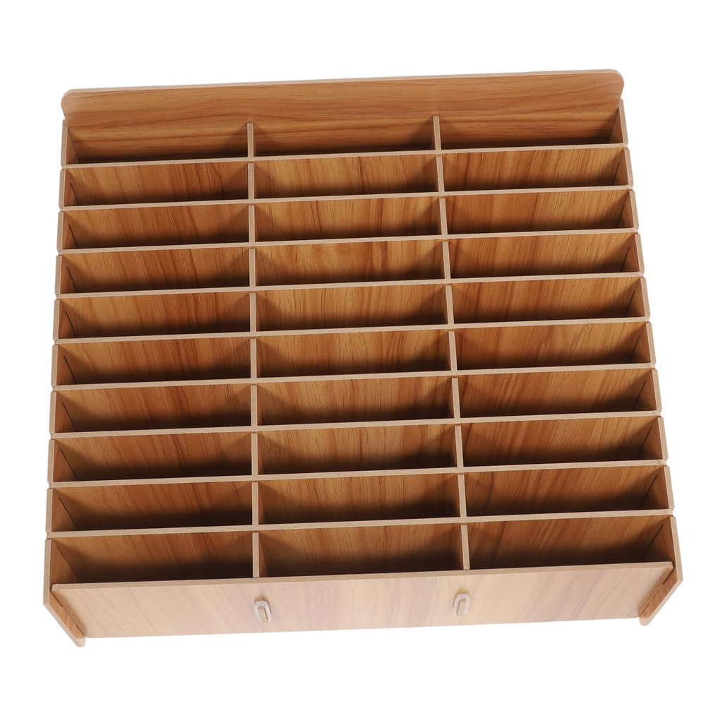 HORIALENCE 30-Compartment Cell Phone Storage Box, Brown