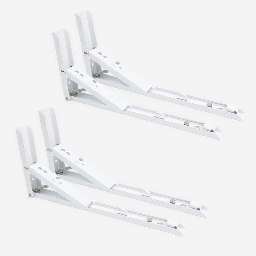 2/4-Piece White Folding Metal Shelf Brackets, 295 × 133 mm