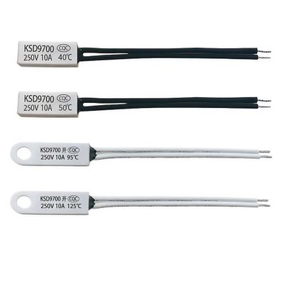 2/5/10PCS KSD9700 40–150°C 10A 250V NC/NO Ceramic Temperature Switch, High-Power Thermal Protector, 40/50/60/70/80/90/100/120/150°C (Ceramic-10A-NO, 2PCS_130°C)
