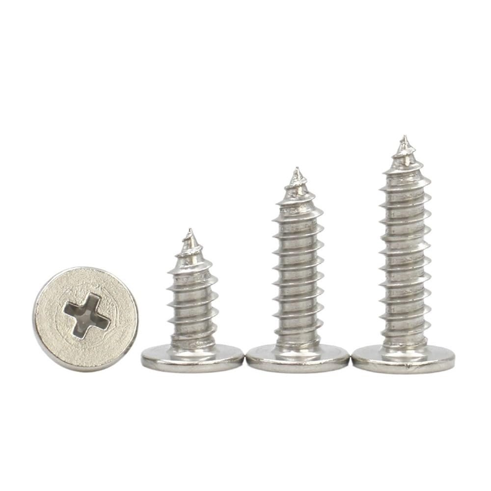 50-Piece M2 4 mm 304 Stainless Steel Phillips Ultra-Thin Flat Wafer-Head Self-Tapping Wood Screws