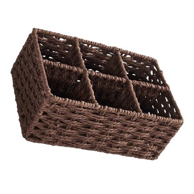 COMPUKAS Rectangular Woven Storage Basket with 6 Compartments
