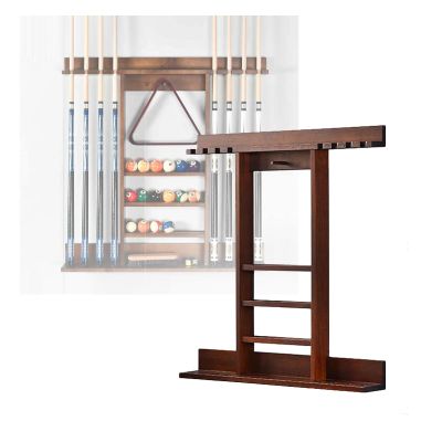 Wall-Mounted Solid Wood Billiard Cue Rack for 8 Cues