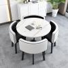 Modern 5-Piece Round Dining Table Set with 4 Chairs, 80 x 75 cm view 1