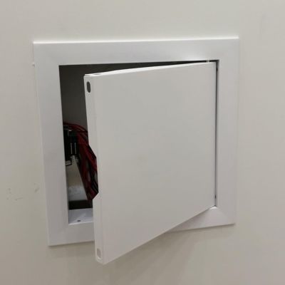 EXCLURA Access Panel for Drywall, Magnetic Push Latch, White, 35 x 35 cm