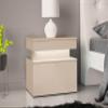 Mirjan24 Serkuzo Bis Bedside Table with 1 Drawer, White LED, Desert Sand view 3