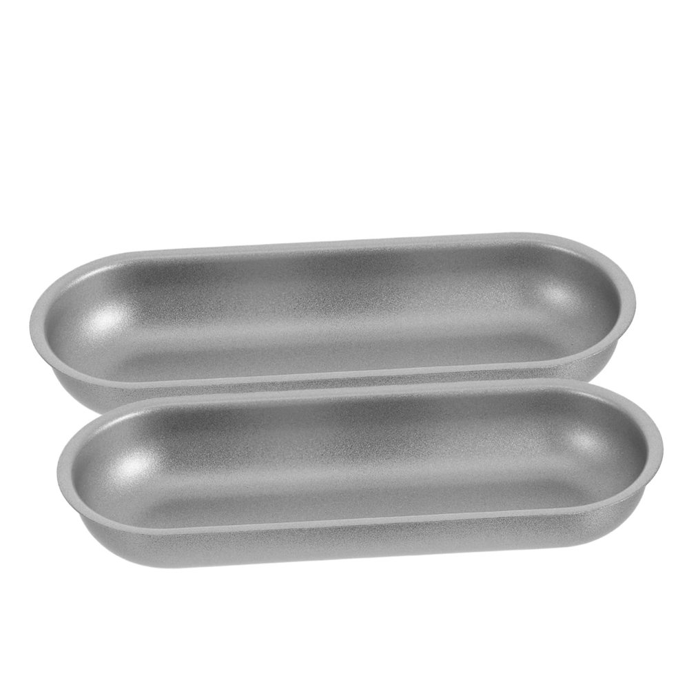 2-Piece Elongated Carbon Steel Hot Dog Bun Pan Set