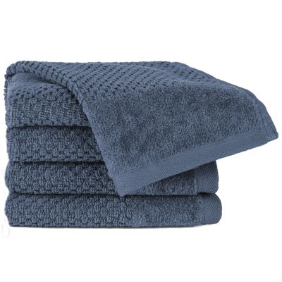 Pure Label Guest Towels, 4-Pack, 30 x 50 cm, 100% Cotton - Denim Blue