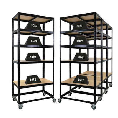 PROREGAL Mega Deal 4-Pack BFFEL Mobile Picking Cart, 192 x 90 x 50 cm, 5 Tiers, Black