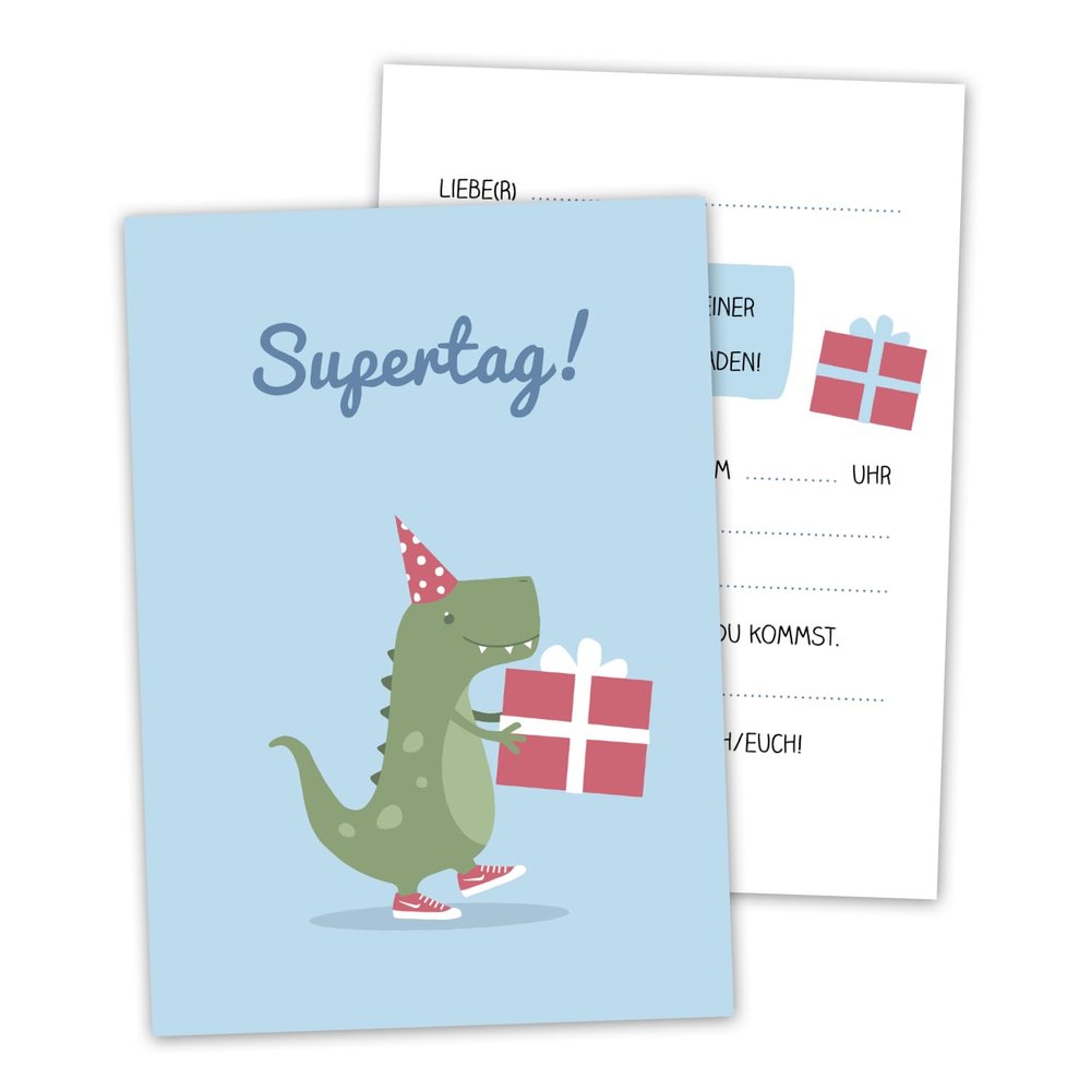 Decento Dinosaur Birthday Invitations – 10 Cards for Boys