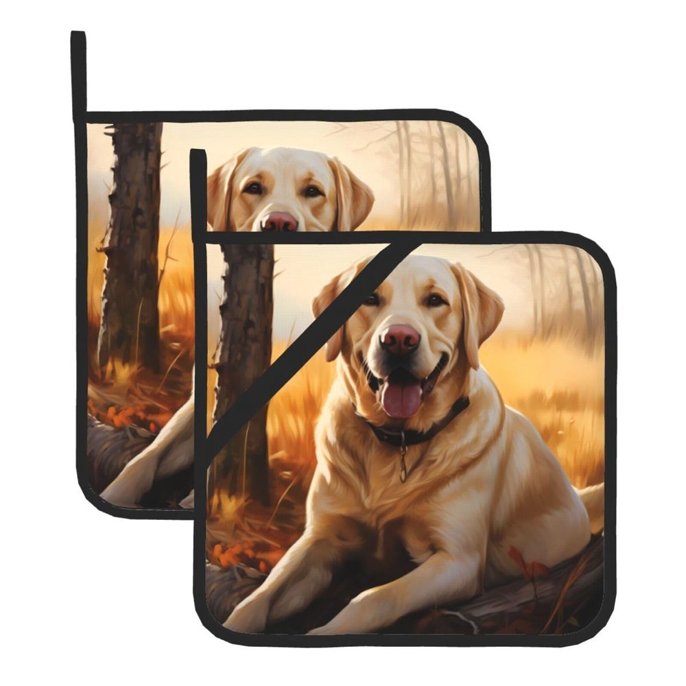 YYHWHJDE Square Insulated Potholders with Labrador Retriever Design, 8 x 8 in, Waterproof, 2-Pack