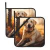 YYHWHJDE Square Insulated Potholders with Labrador Retriever Design, 8 x 8 in, Waterproof, 2-Pack view 1