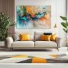 WUDUM Framed Canvas Wall Art, Abstract Orange and Turquoise Painting, 30 x 40 cm (12 x 16 in.) view 2