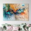 WUDUM Framed Canvas Wall Art, Abstract Orange and Turquoise Painting, 30 x 40 cm (12 x 16 in.) view 3