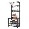 3-in-1 Hall Tree Bench with 4-Tier Shoe Rack and Hooks, White, 78 cm view 1