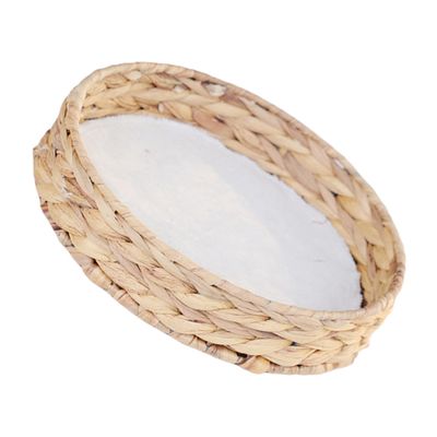 LOLIPPYY Rustic Woven Flat Storage Basket for Snacks and Fruit, for Kitchen and Bathroom