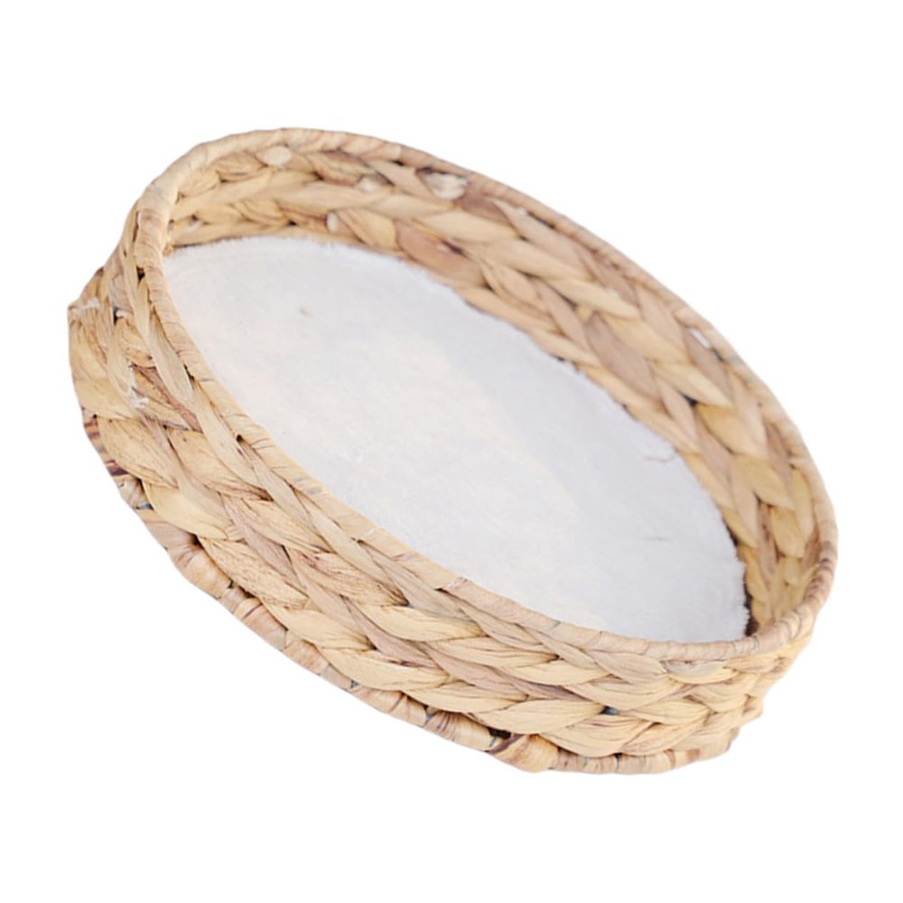LOLIPPYY Rustic Woven Flat Storage Basket for Snacks and Fruit, for Kitchen and Bathroom