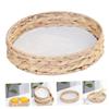 LOLIPPYY Rustic Woven Flat Storage Basket for Snacks and Fruit, for Kitchen and Bathroom view 3
