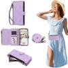 SEHEYA Case for Sony Xperia 5 IV, Embossed PU Leather Wallet Case with Shoulder Strap, Light Purple view 1