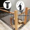 1-Piece Modern Metal Stair Railing Set with Wooden Handrail and Stair Posts, 95 cm/37.4 in Baluster Height view 4