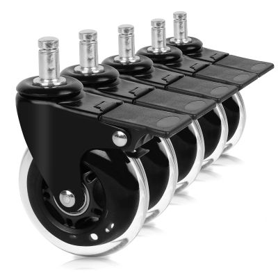 75 mm Office Chair Casters, 360° Swivel, with Brakes