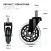 75 mm Office Chair Casters, 360° Swivel, with Brakes view 4