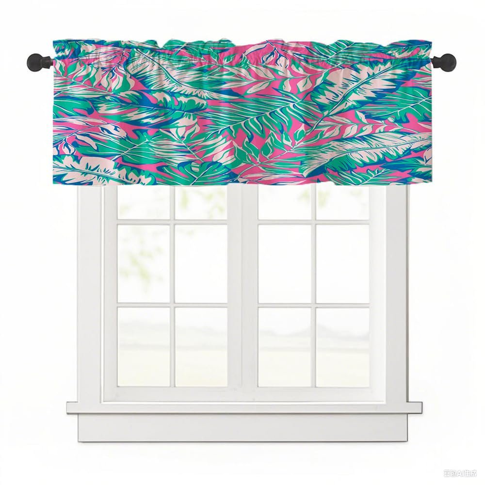Odot Tropical Plant Print Café Curtain, Jungle, 137 x 45 cm