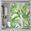 Grn Tropical Plants Shower Curtain 240 x 200 cm, Extra Long, Waterproof Polyester Fabric with 12 Hooks W1-284 view 2