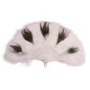 Handmade Foldable Peacock Feather Fan, White view 1