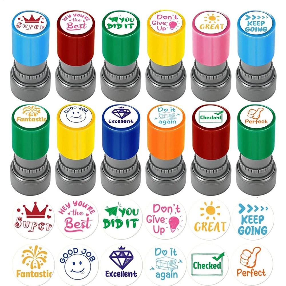 12-Piece English Teacher Classroom Stamp Set