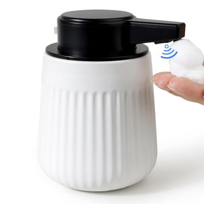 Bosilunlife Automatic Foaming Soap Dispenser, 300 mL, Infrared Sensor, USB Rechargeable, Striped White