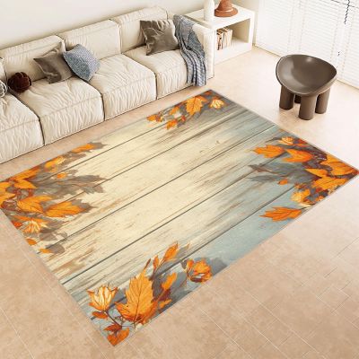 AUWUUA Autumn Maple Leaf Wood-Plank Rug, 170 x 210 cm