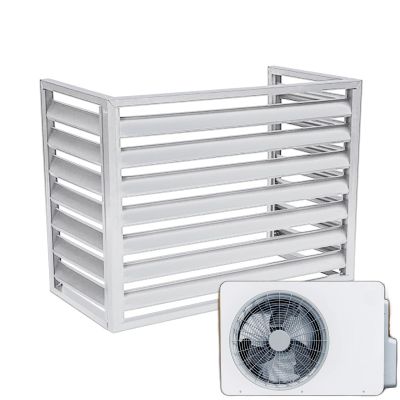 Dnowegas White Powder-Coated Aluminum Heat Pump Enclosure, No Top, L110 × W60 × H80 (2–3P), Louvre-Style AC Cover