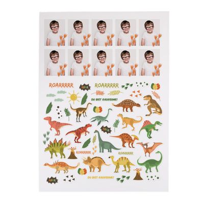 Striefchen Sticker Sheet for Kids with Approx. 80 Stickers, Including 10 Personalized Photo Stickers, Dinosaur Motifs for Boys & Girls