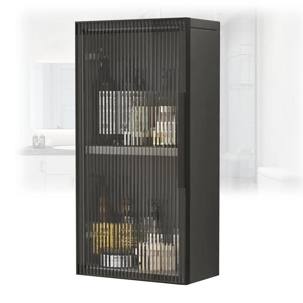 OWOHYG Wooden Bathroom Medicine Cabinet with Glass Doors, Wall-Mounted Storage Cabinet over Toilet