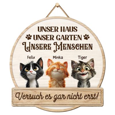 Geschenke Mall Personalized Wooden Sign - Our House - Customize Your Sign, Cat Sign with Name (1 Cat)