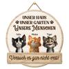 Geschenke Mall Personalized Wooden Sign - Our House - Customize Your Sign, Cat Sign with Name (1 Cat) view 1