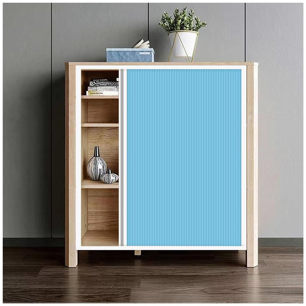 APMOE Honeycomb Pleated Sliding Cabinet Curtain, Push-Pull, No-Drill Privacy Shade, Blue, 90 x 50 cm