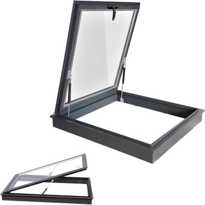 Skylight for Sloped and Flat Roofs with Manual Ventilation and Double-Layer Tempered Glass
