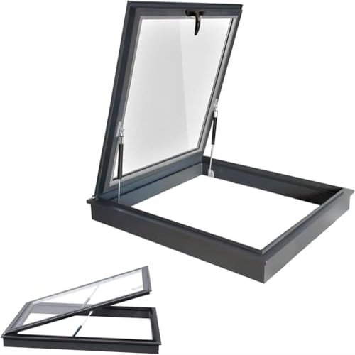 Skylight for Sloped and Flat Roofs with Manual Ventilation and Double-Layer Tempered Glass