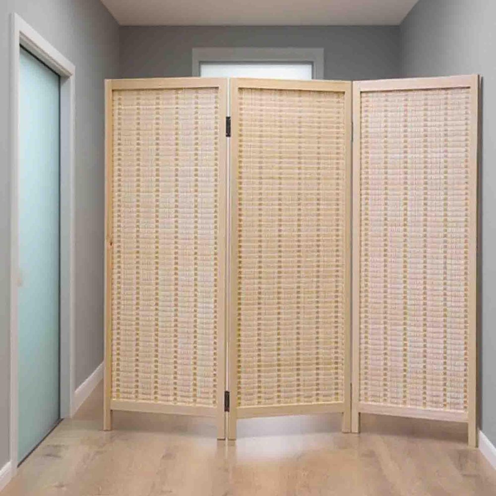 ZAQYCM Folding Bamboo Room Divider, Adjustable Height, 6 Panels, 100 cm