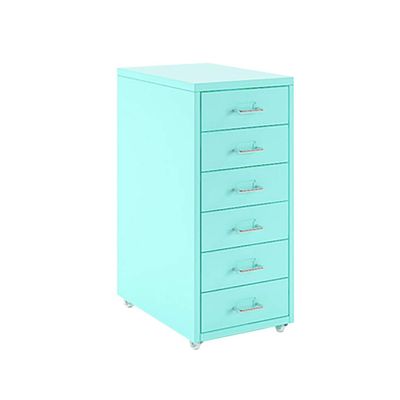 Green Side Filing Cabinet, Steel Drawers, 41 x 28 x 69 cm, for Home and Office