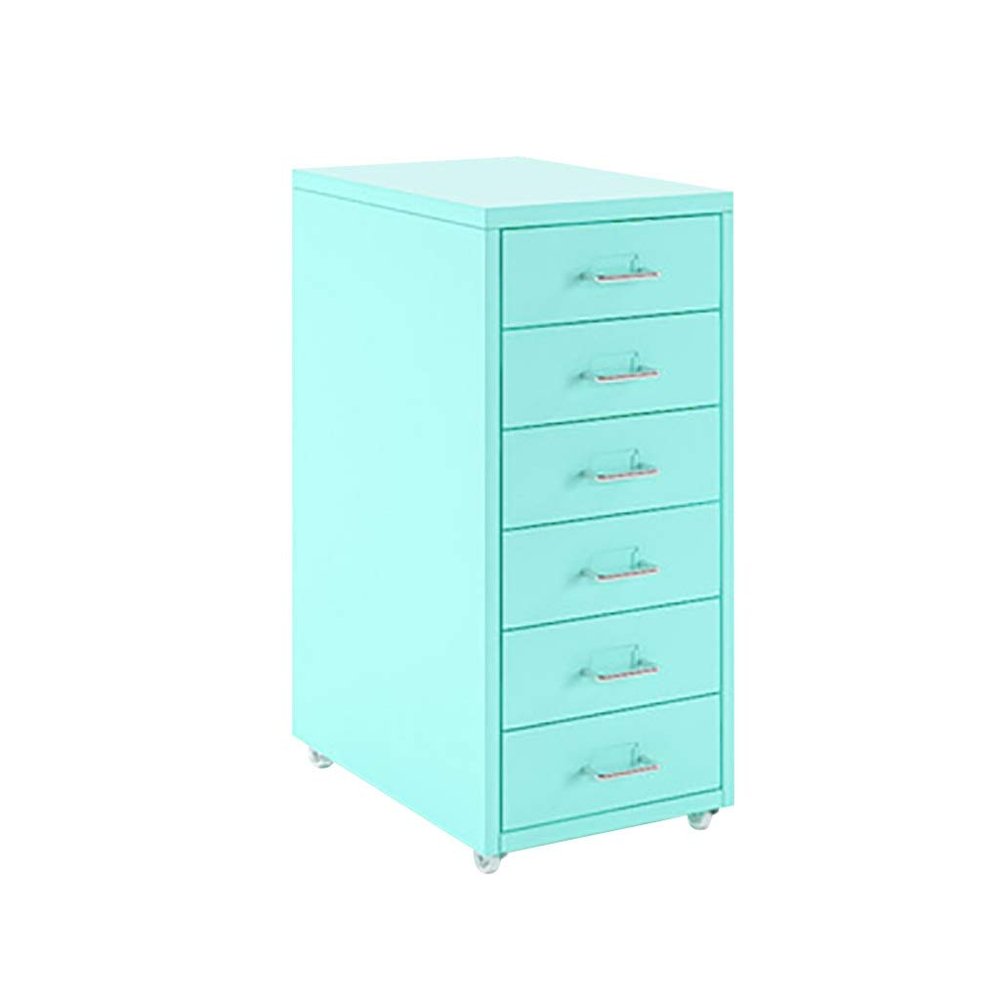 Green Side Filing Cabinet, Steel Drawers, 41 x 28 x 69 cm, for Home and Office