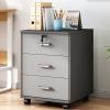 Gray Mobile Storage Cabinet with Lock and Drawer view 1
