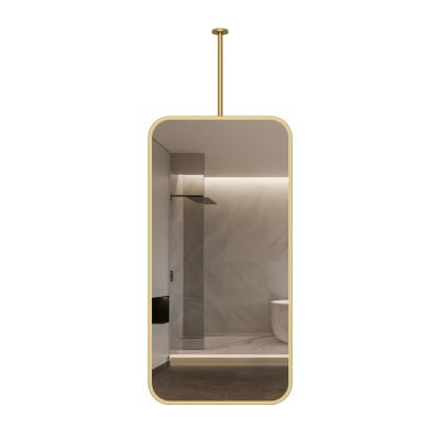 Rectangular Hanging Bathroom Vanity Mirror, Gold, 60 x 120 cm