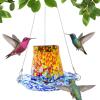 Solar Hummingbird Feeder with Stained Glass view 1