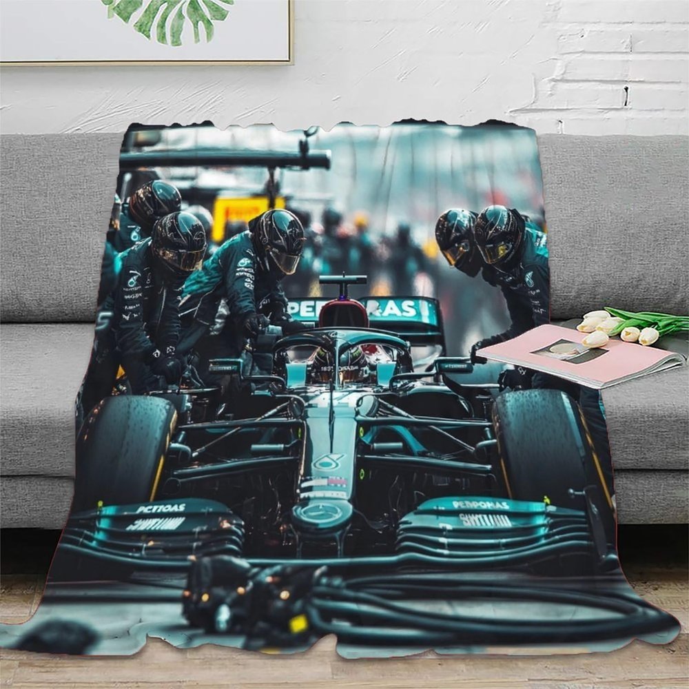 Perform A Pit Stop 3D Fleece Throw Blanket, 80 x 90 in (200 x 230 cm)
